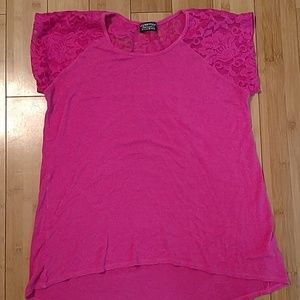 Lace shoulder and upper back top